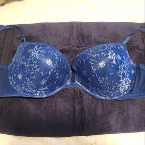 Victoria's Secret Blue and Silver Padded Bra. Push-up. Only worn a few times.